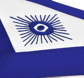 Past Master Blue Lodge Apron - Royal Blue Square & Quadrant With Sun - Bricks Masons