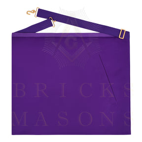 Past Illustrious Master Council Apron - Purple Ribbon Machine Embroidery - Bricks Masons