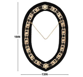 Knights Templar Chain Collar - Gold Plated On Black Velvet Backing - Bricks Masons