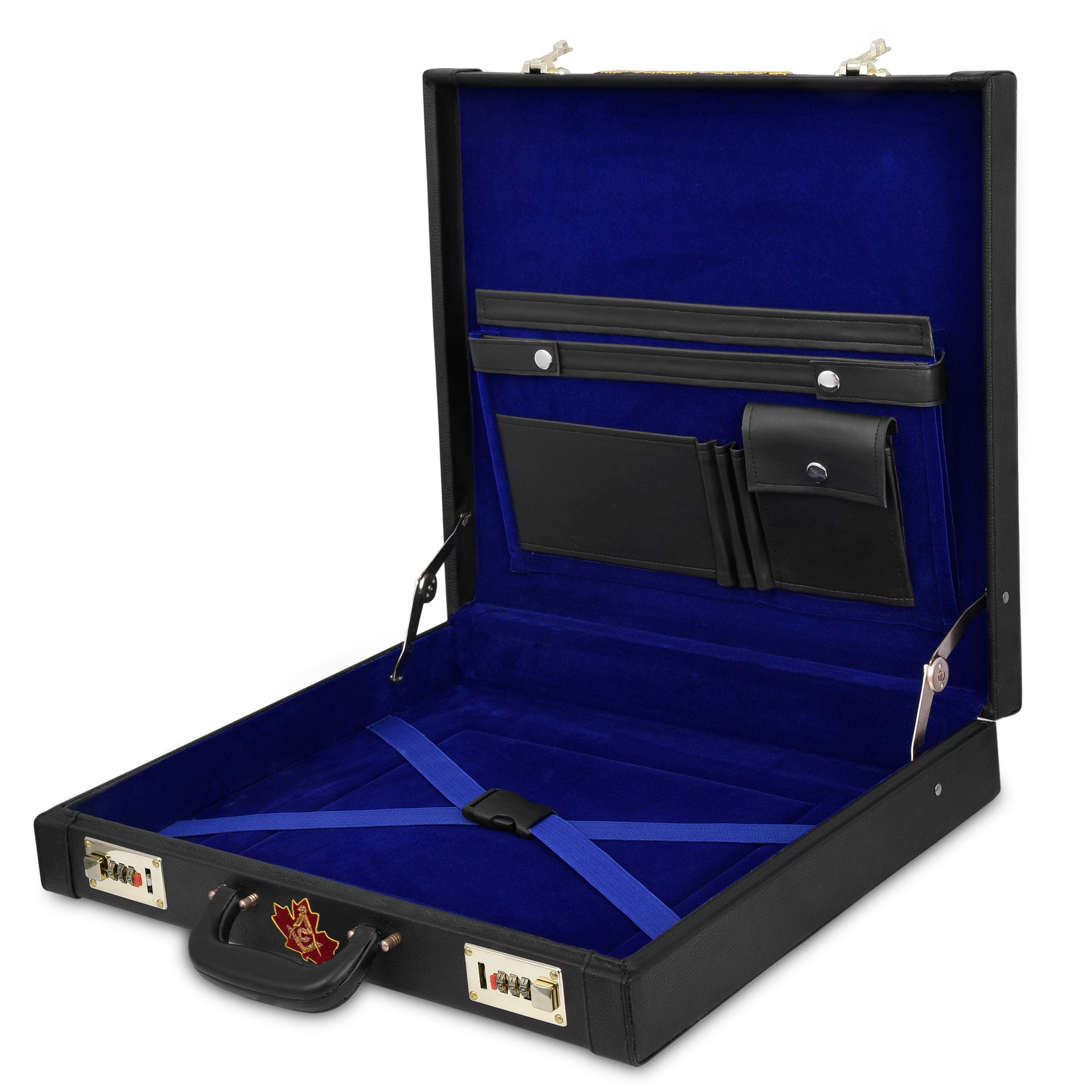 Master Mason Blue Lodge Canada Regulation Apron Case - Black Emblem Hand Embroidery Personalization Various Sizes & Materials