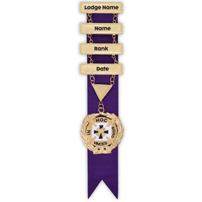 Past Grand Commander Knights Templar Breast Jewel - Engravable Bars With Purple Ribbon - Bricks Masons