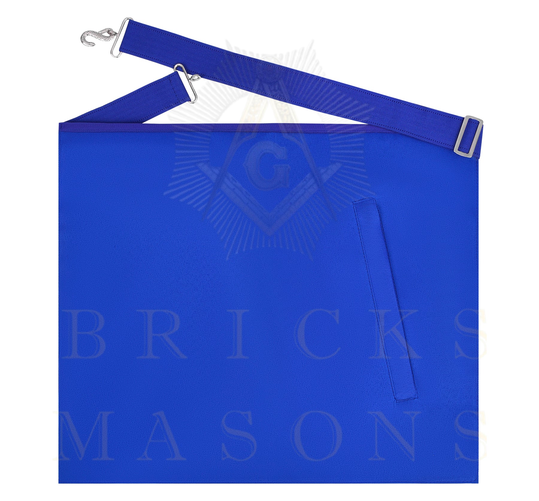 Junior Steward Blue Lodge Officer Apron - Machine Embroidery With Waist Belt Customizable Flap - Bricks Masons