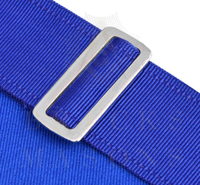Worshipful Master Blue Lodge Officer Apron - Blue Ribbon With Machine Embroidery Customizable Flap - Bricks Masons
