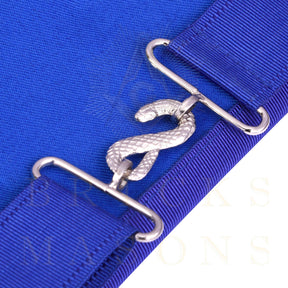 Worshipful Master Blue Lodge Officer Apron - Blue Ribbon With Machine Embroidery Customizable Flap - Bricks Masons