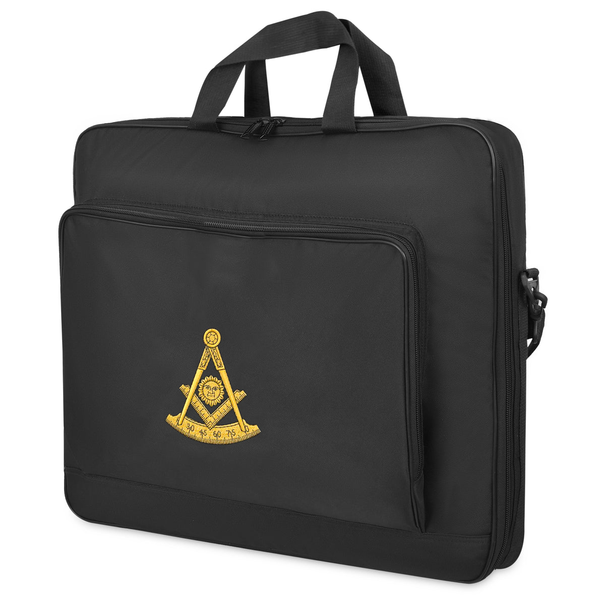 Past Master Blue Lodge Apron Case - Black Cordura With Gold Emblem - Bricks Masons