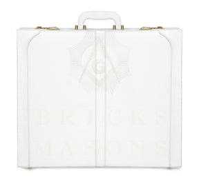 Universal Apron Case - White Imitation Leather & Gold Double Lock