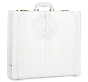 Universal Apron Case - White Imitation Leather & Gold Double Lock