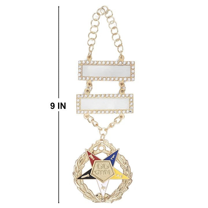 District Deputy Grand Worthy Matron OES Officer Collar Jewel - Gold Plated Engravable Bars - Bricks Masons