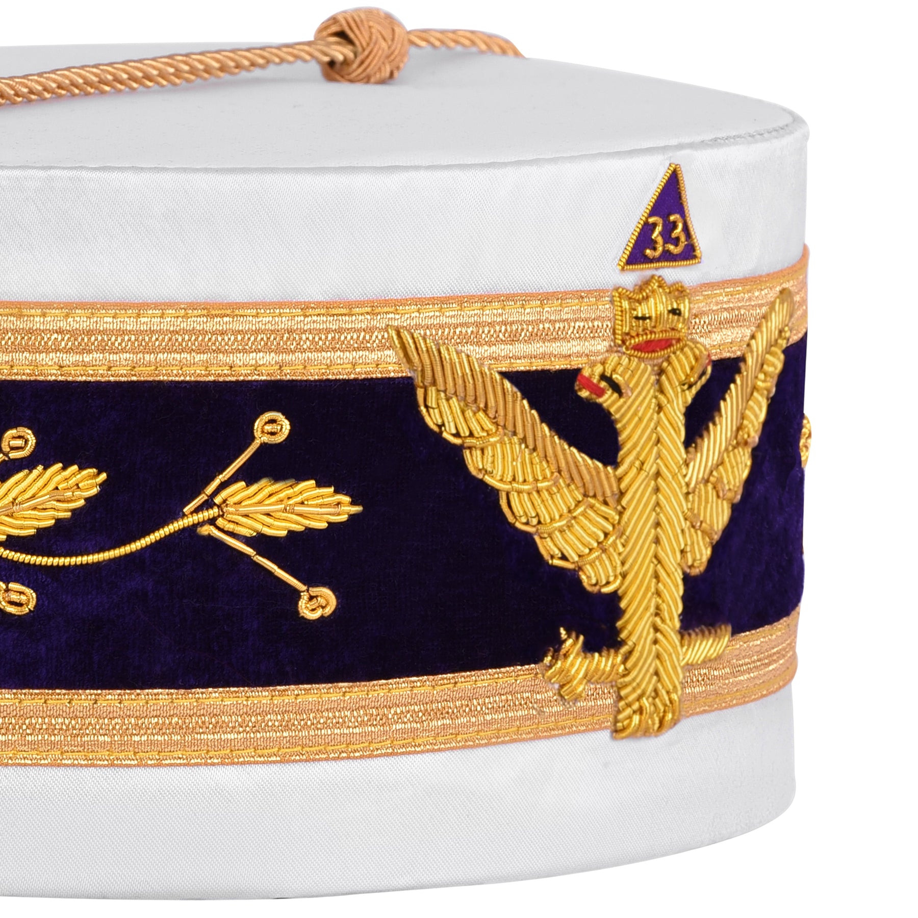 33rd Degree Scottish Rite Crown Cap - Wings Up Hand Embroidery With Gold Bullion - Bricks Masons