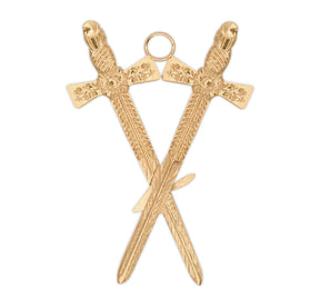Steward Royal & Select Masters Officer Collar Jewel - Gold Plated Trowel & Crossed Swords - Bricks Masons