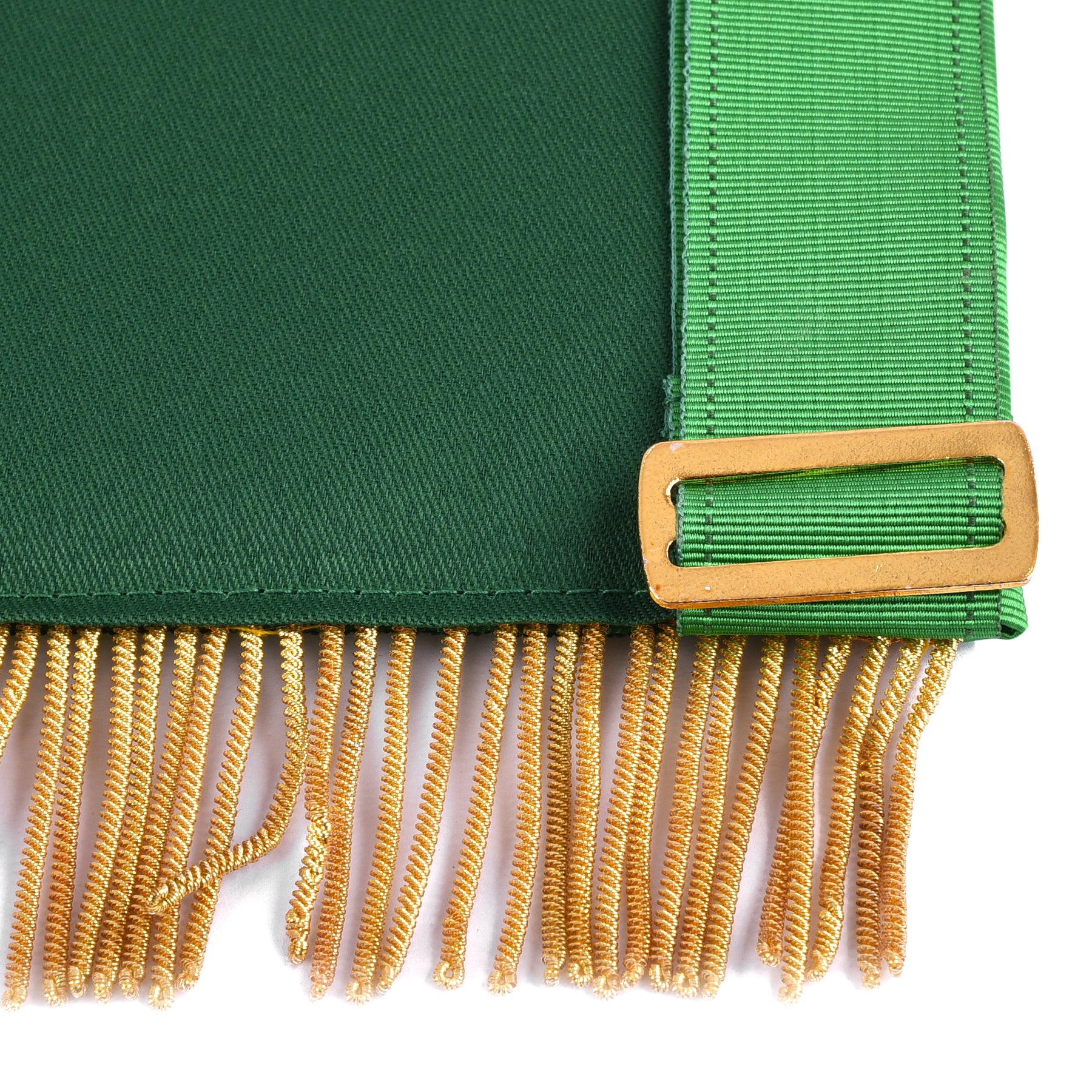 Sovereign Master Allied Masonic Degrees Apron - Green Ribbon With Gold Trim & Fringe - Bricks Masons