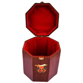 Shriners Fez Case - Textured Wood With Red Velvet Interior - Bricks Masons