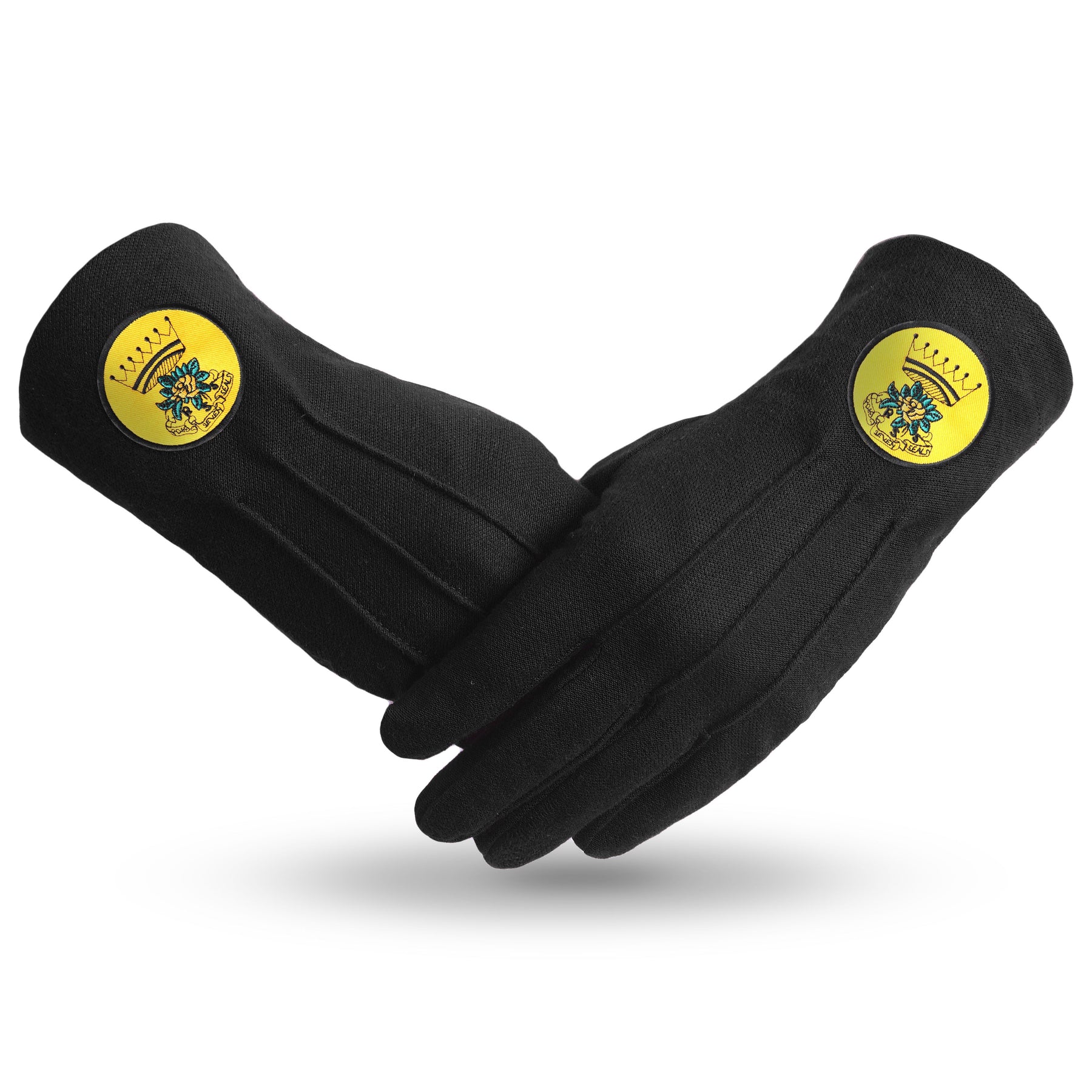 Rose of Seven Seals Glove - Black Cotton Yellow Round Patch - Bricks Masons