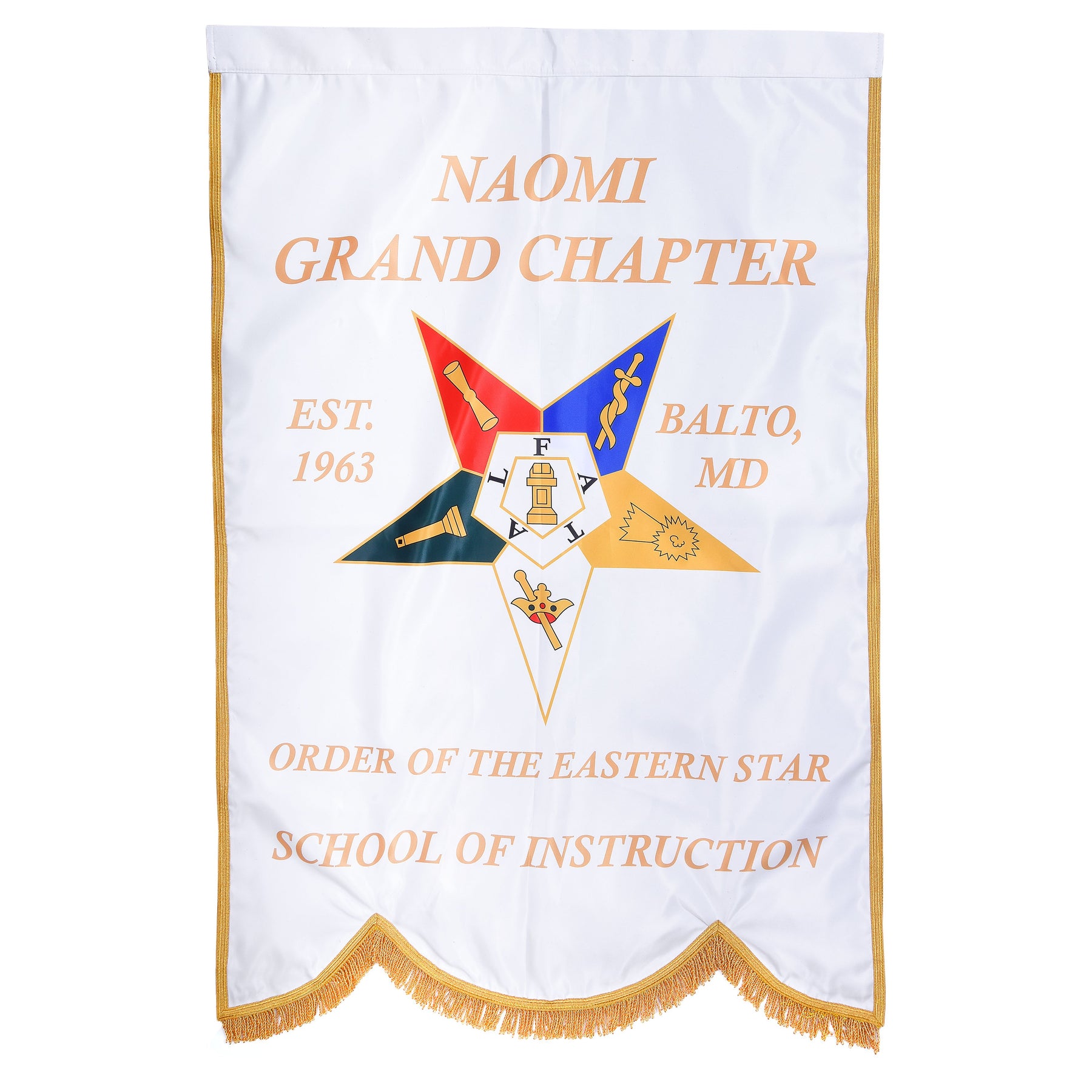 OES Banner - Printed With Gold Braid & Fringe - Bricks Masons