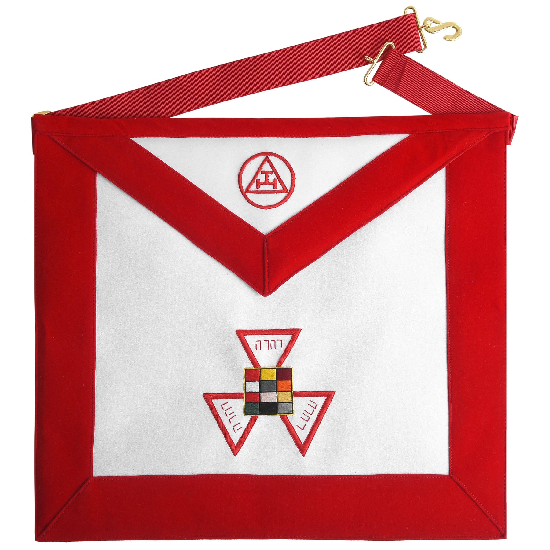 Past High Priest Royal Arch Chapter Apron - Red with Triple Tau Insignia