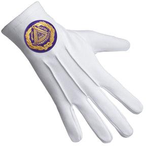 Grand Master Blue Lodge Glove - Pure Cotton With Purple Patch - Bricks Masons