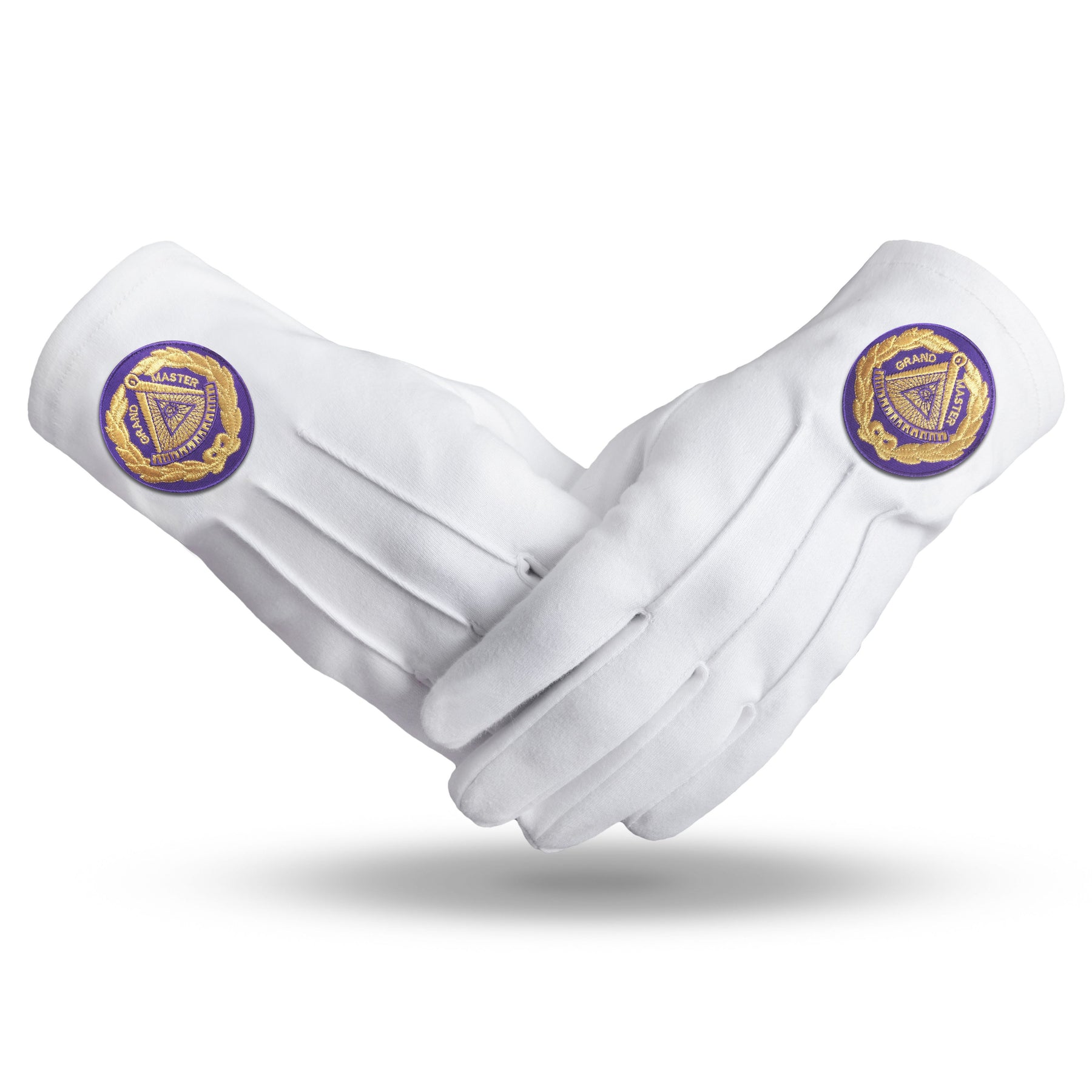 Grand Master Blue Lodge Glove - Pure Cotton With Purple Patch - Bricks Masons