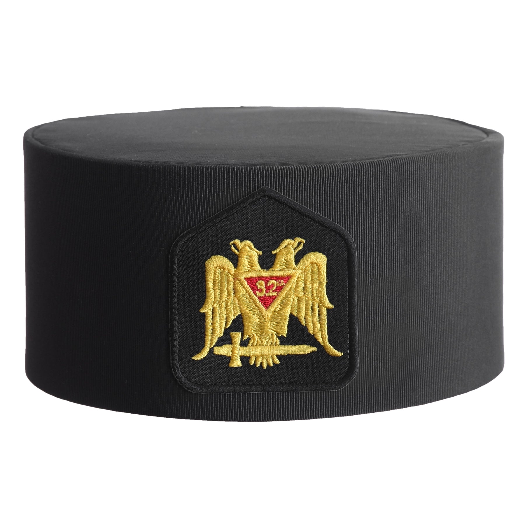 32nd Degree Scottish Rite Crown Cap - Black Rayon With Gold Double Eagle - Bricks Masons