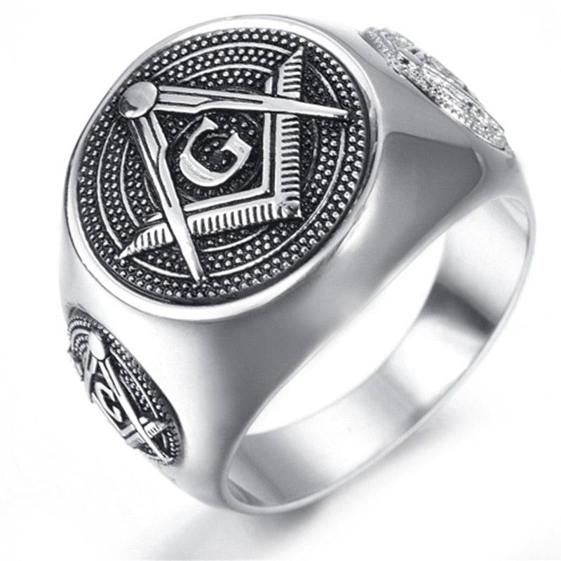 Master Mason Blue Lodge Ring - Round Silver