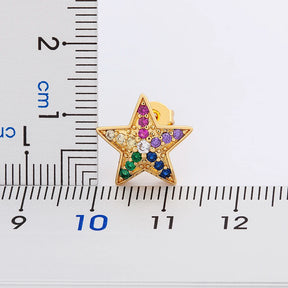 OES Earring - Colorful Rhinestones Gold Color Star