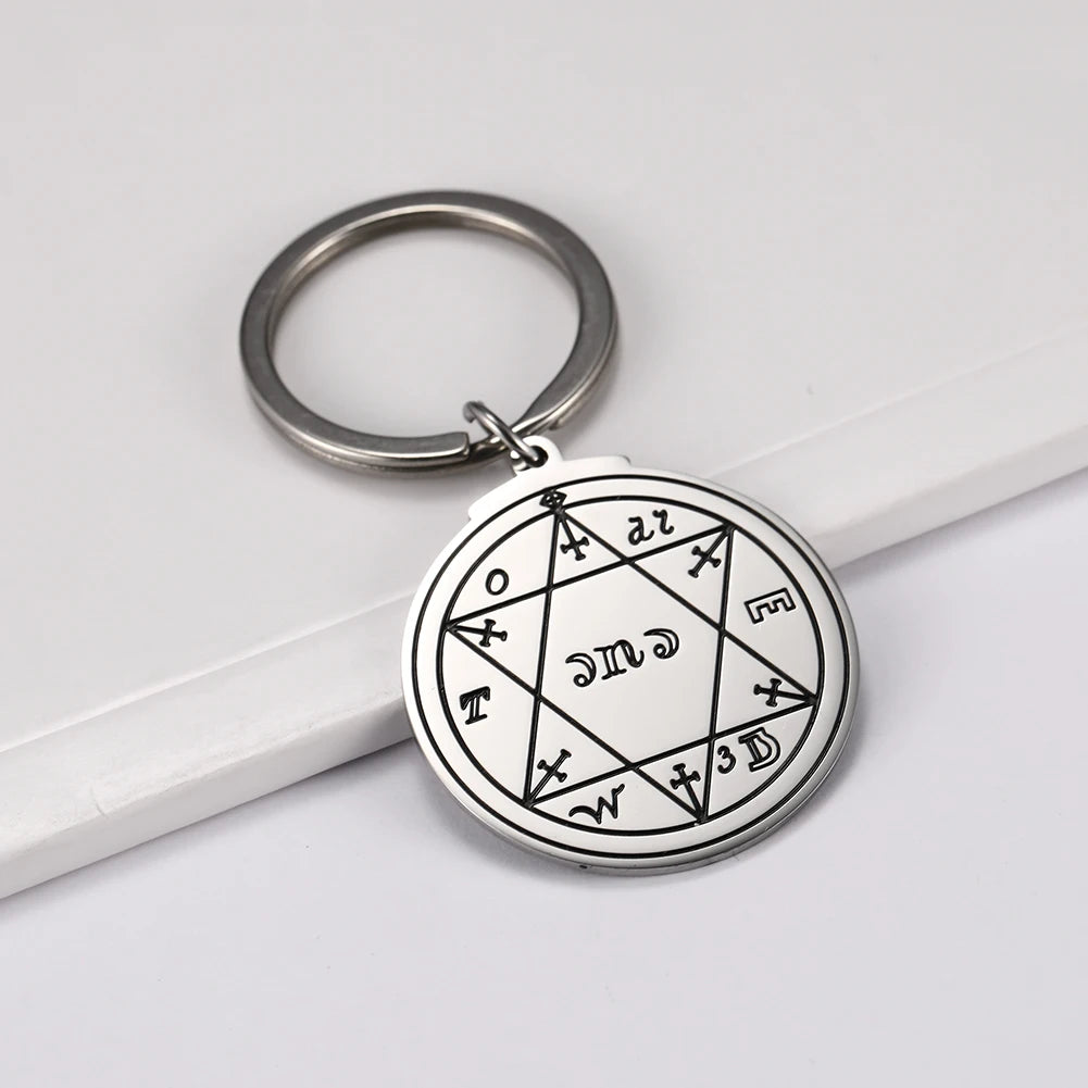 Ancient Israel Keychain - The Seal of Solomon Star of David Stainless Steel - Bricks Masons