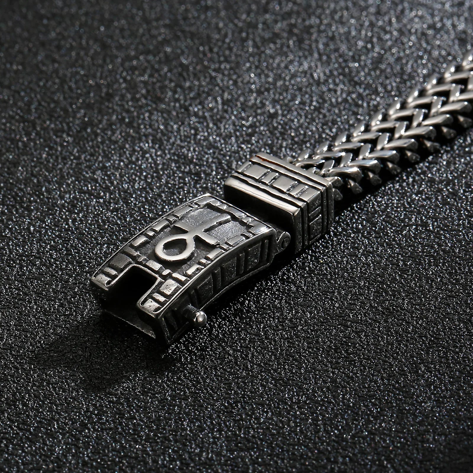 Ancient Egypt Bracelet - 8mm Ankh Cross Stainless Steel - Bricks Masons