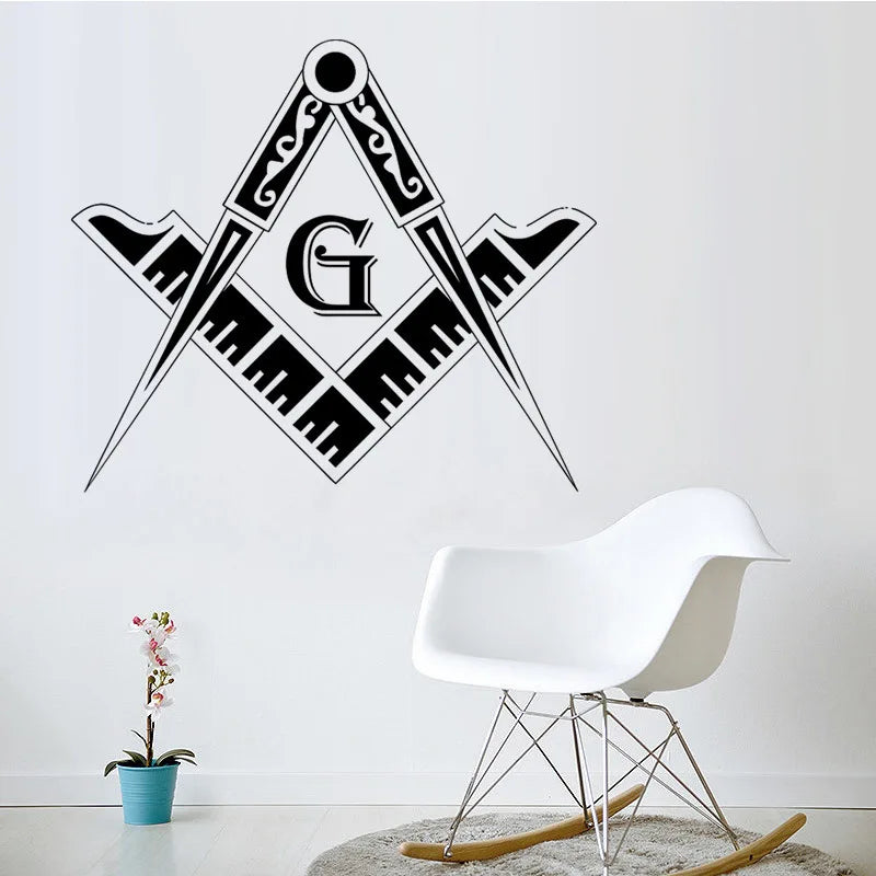 Master Mason Blue Lodge Wall Monogram - PVC Black Sticker - Bricks Masons