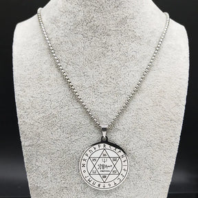 Ancient Israel Necklace - Pentacle Key Of Solomon Seal Stainless Steel - Bricks Masons