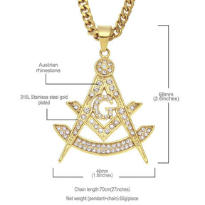 Master Mason Blue Lodge Necklace - Zirconia Stainless Steel