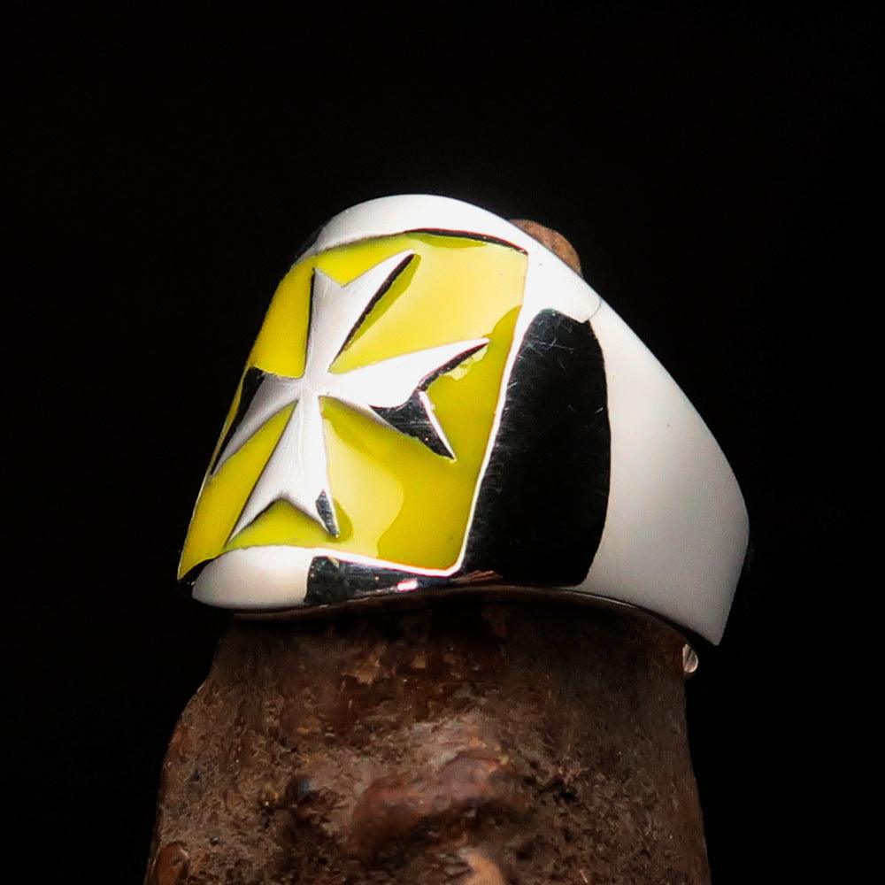 Order of Malta Commandery Ring - Yellow Cross Sterling Silver