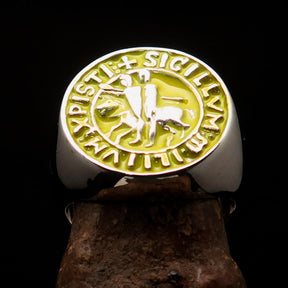 Knights Templar Commandery Ring - Yellow Sigillum MilItum XPISTI Sterling Silver