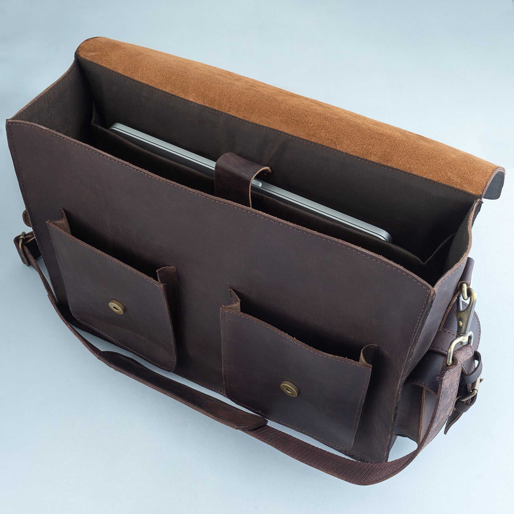 Master Mason Blue Lodge Briefcase - Handmade Leather - Bricks Masons