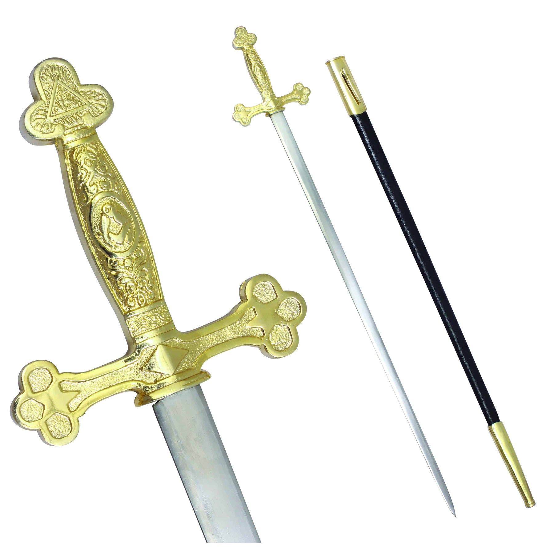 Fellowcraft Blue Lodge Sword - Square Compass with Golden Hilt