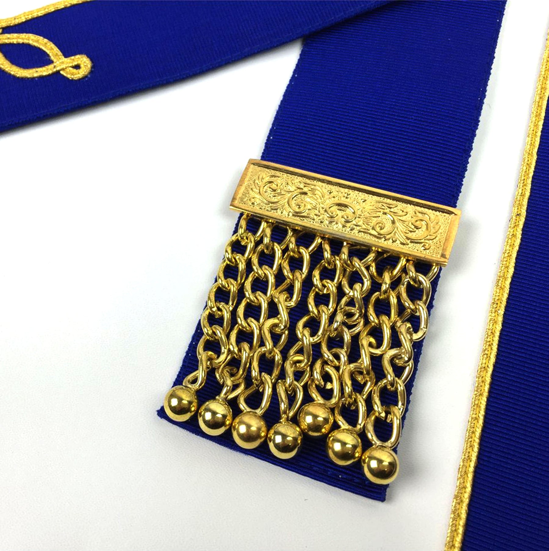 Provincial English Regulation Apron - White & Royal Blue