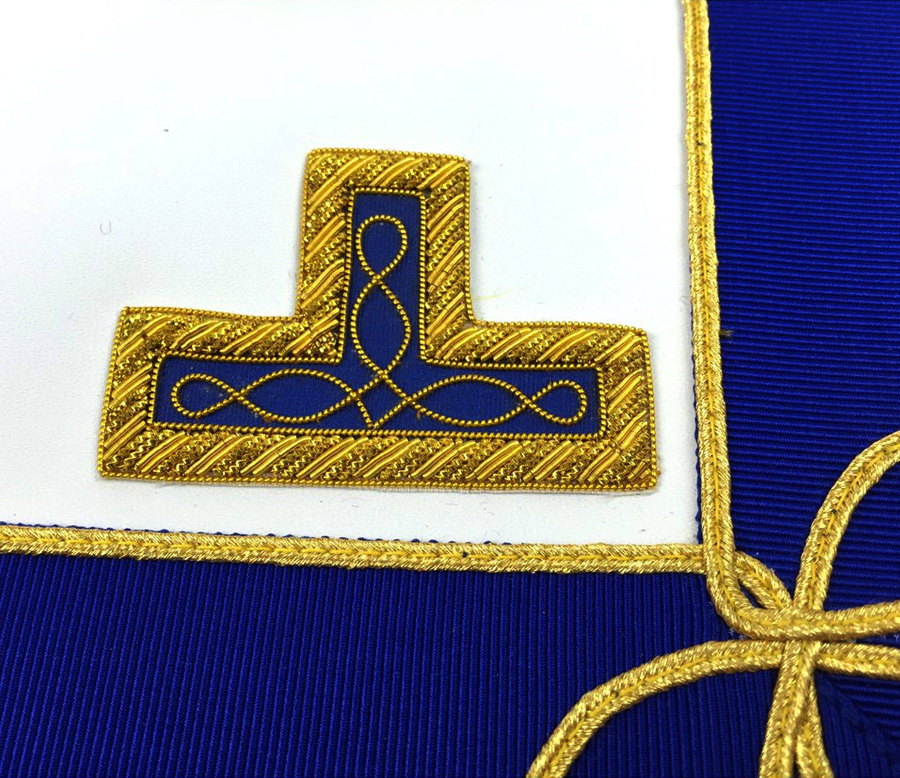 Provincial English Regulation Apron - White & Royal Blue