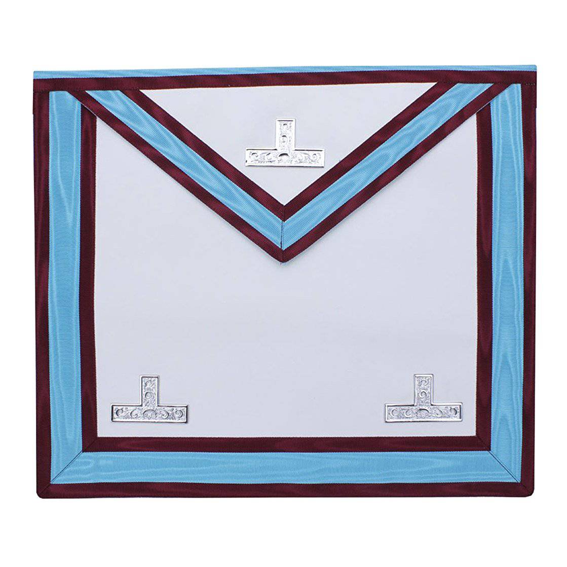 Worshipful Master Mark English Regulation Apron - Sky Blue & Maroon Moire