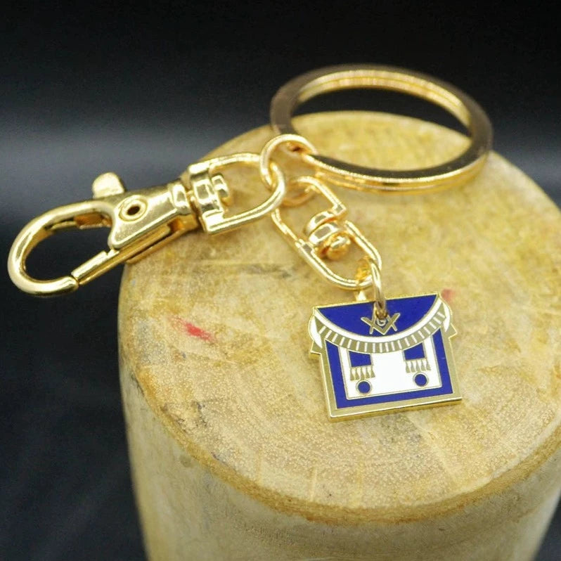 Master Mason Blue Lodge Keychain - Square & Compass G Blue Apron Pendant - Bricks Masons