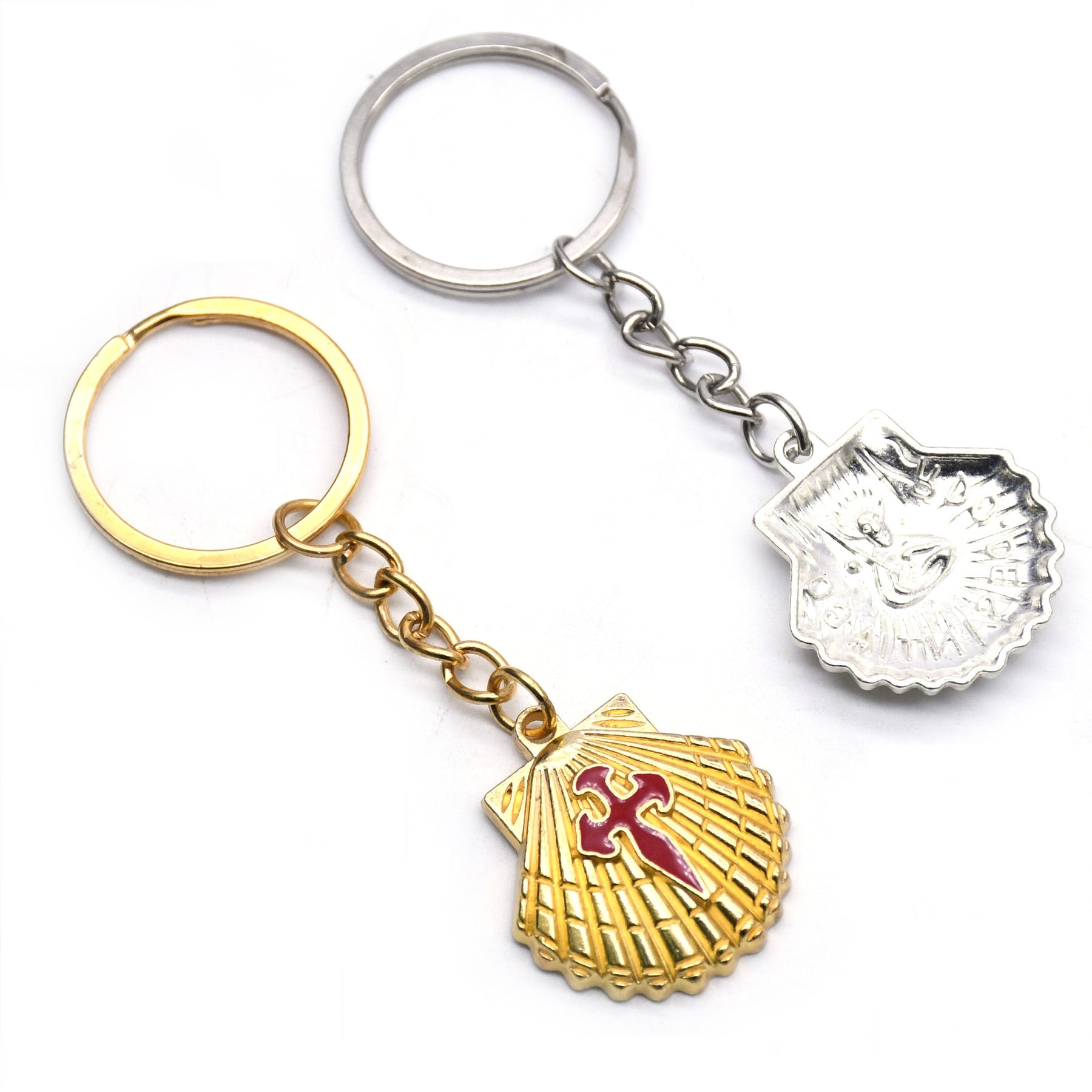 St. Thomas of Acon Keychain - Gold Cross Shell Cross Pendant - Bricks Masons