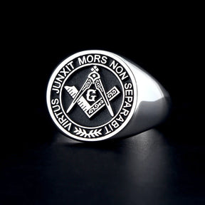 Master Mason Blue Lodge Ring - S&C G Virtus Junxit Mors Non Separabit Sterling - Bricks Masons