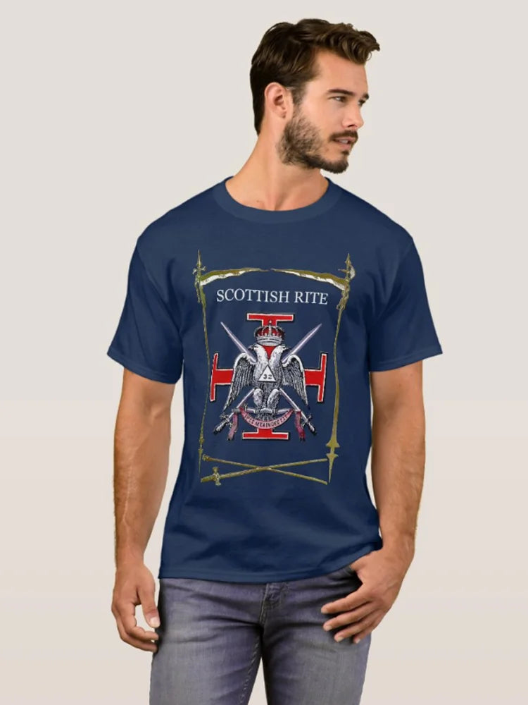 32nd Degree Scottish Rite T-Shirt - Cotton O-Neck Double Headed Eagle