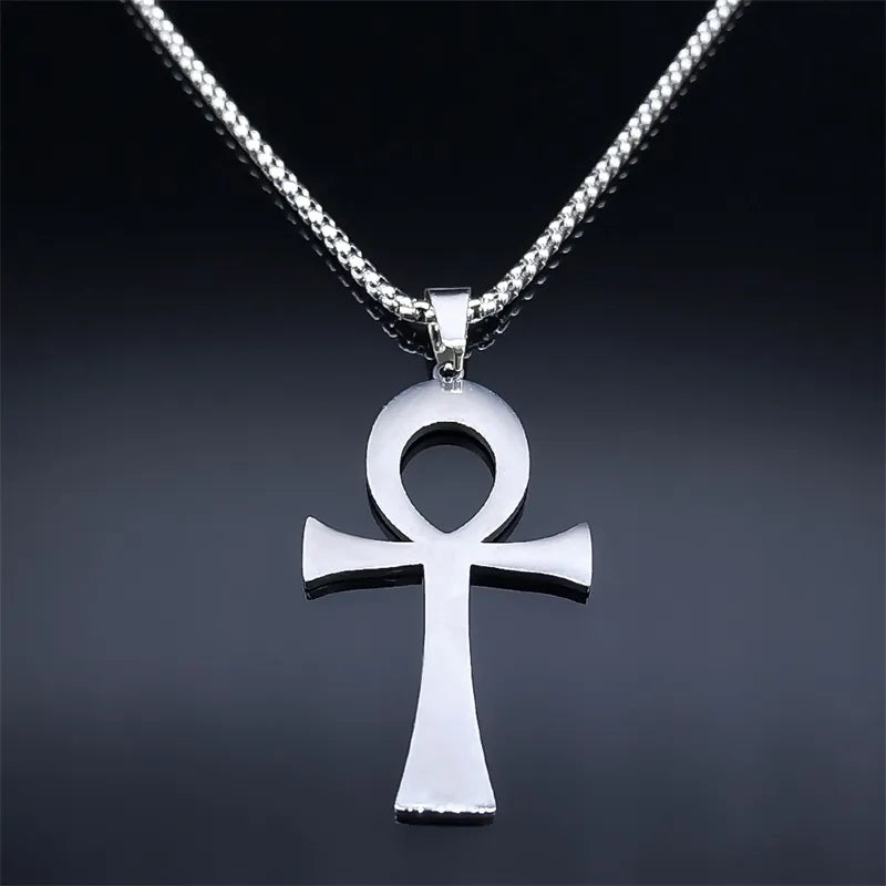 Ancient Egypt Necklace - Ankh Cross With Chain Stainless Steel - Bricks Masons