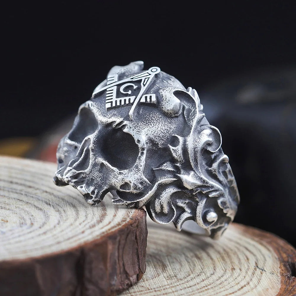 Anillo de la Logia Azul de Maestro Masón - Anillo de plata de ley Cuadrado y Compás G
