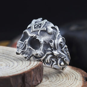 Anillo de la Logia Azul de Maestro Masón - Anillo de plata de ley Cuadrado y Compás G