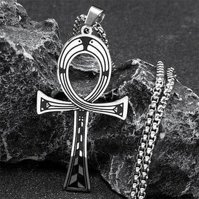 Ancient Egypt Necklace - Ankh Cross With Chain Stainless Steel - Bricks Masons