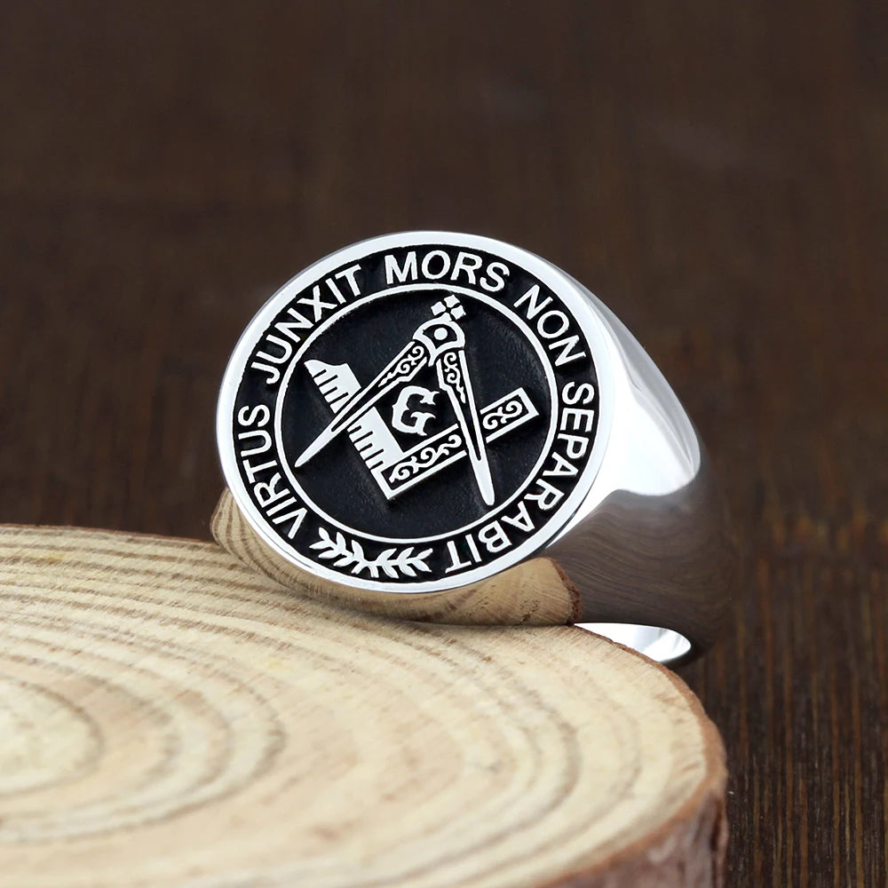 Anillo Master Mason Blue Lodge - S&amp;C G Virtus Junxit Mors Non Separabit Sterling