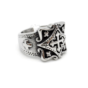 Knights Templar Commandery Ring - Ornamental Cross Stainless Steel - Bricks Masons