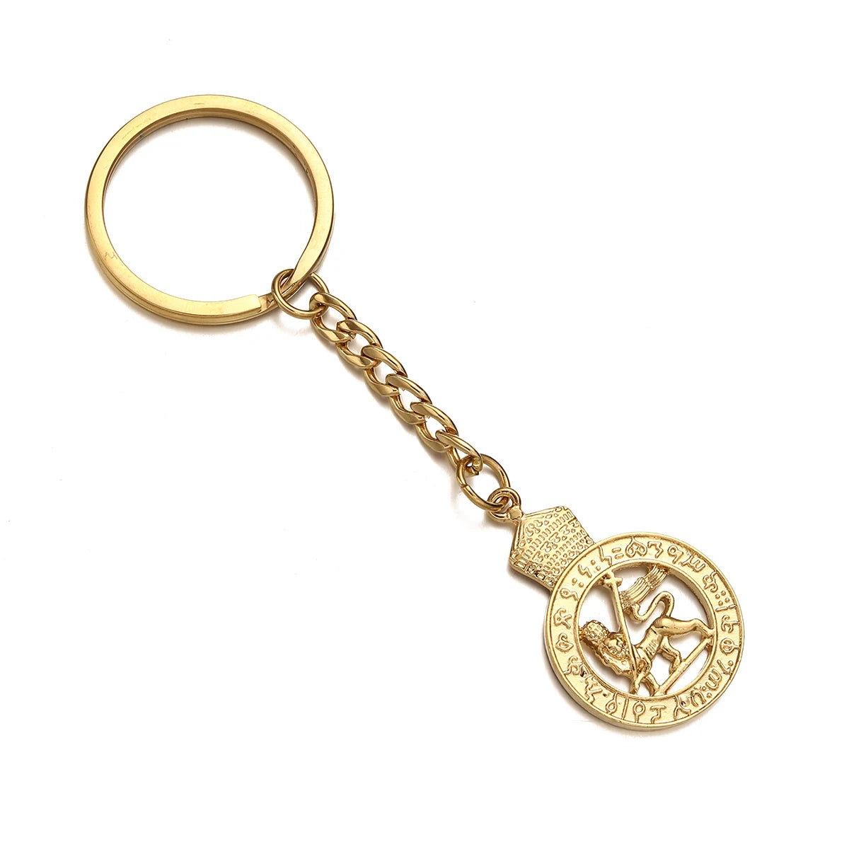 Ancient Israel Keychain - Gold Color  the Lion of Judah J - Bricks Masons