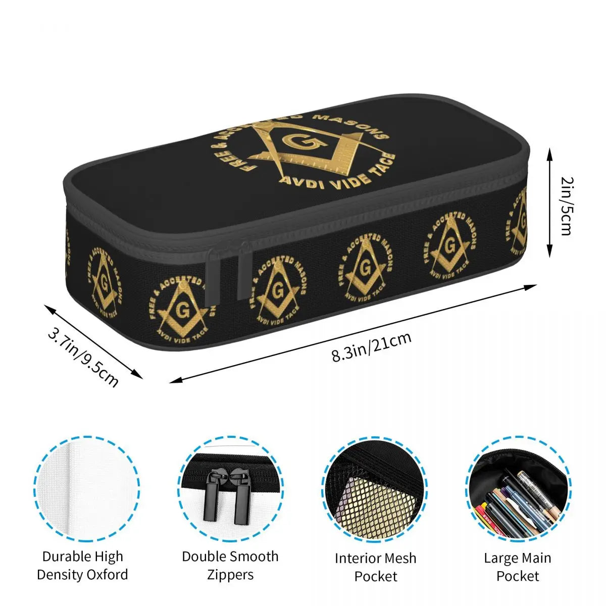 Master Mason Blue Lodge Office Tools Case - Gold & Black