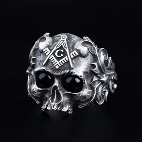 Anillo de la Logia Azul de Maestro Masón - Anillo de plata de ley Cuadrado y Compás G