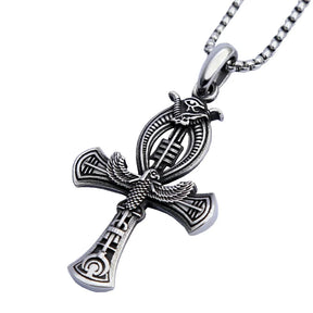 Ancient Egypt Necklace - Ankh Cross Stainless Steel With Eye Of Horus - Bricks Masons